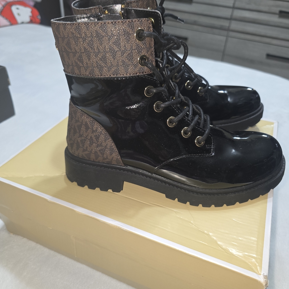 Michael Kors Black and Brown Combat Boots